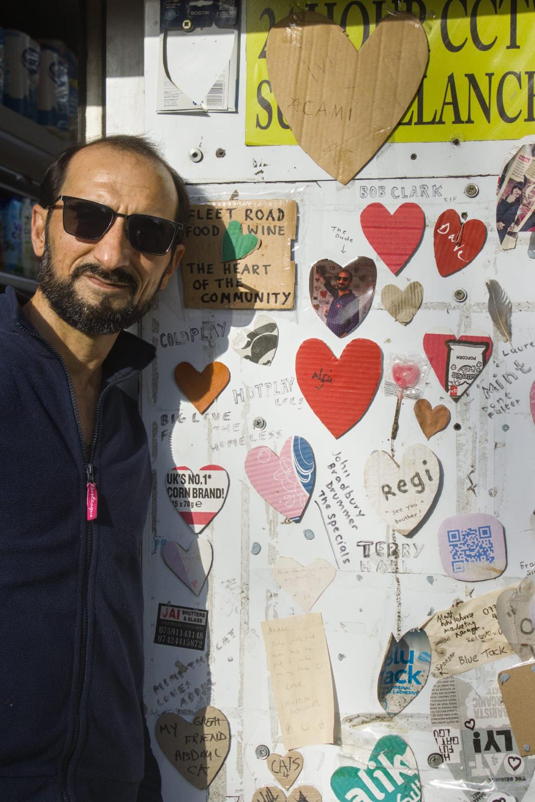 Abdul by the community heart wall